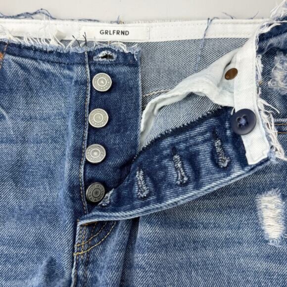 GRLFRND Shannan Raw Edge Cropped Jean In Show Down Blue Size 25 Made in USA - Picture 5 of 7